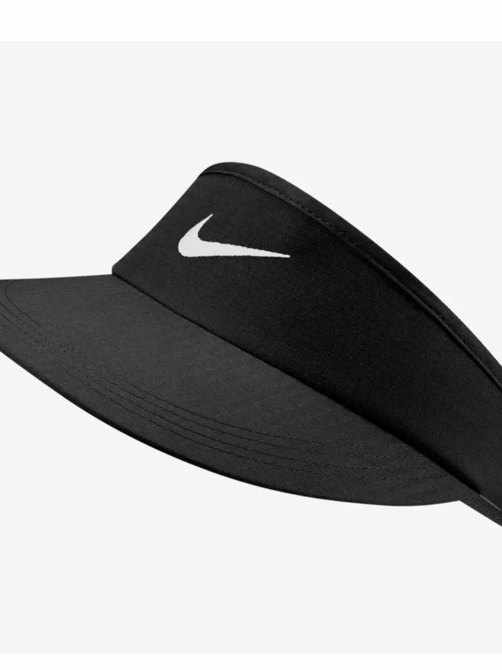 Nike Black Golf Visor with White Swoosh and Branding